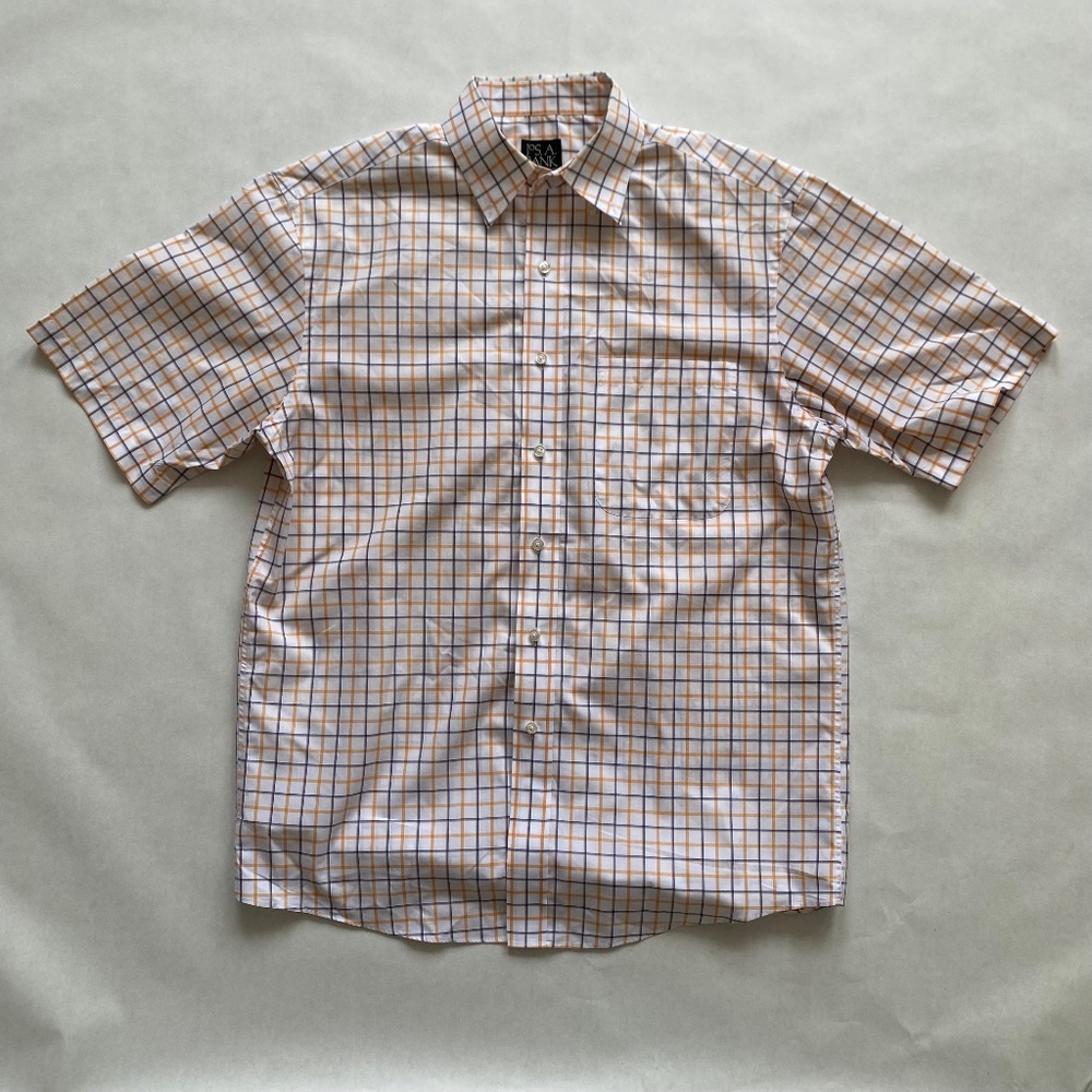 Joseph A Banks White, Purple & Orange Plaid Button Up Shirt Men's Size Medium M